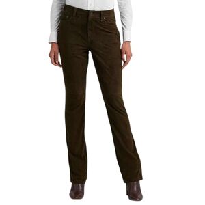 Ralph Lauren Womens Goat Suede High Rise Bootcut Jeans Pant Size 6 Green NWT